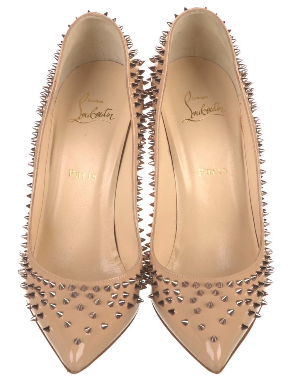 Christian Louboutin ESCARPIC 100 Patent|Rose Gold Studded Heels